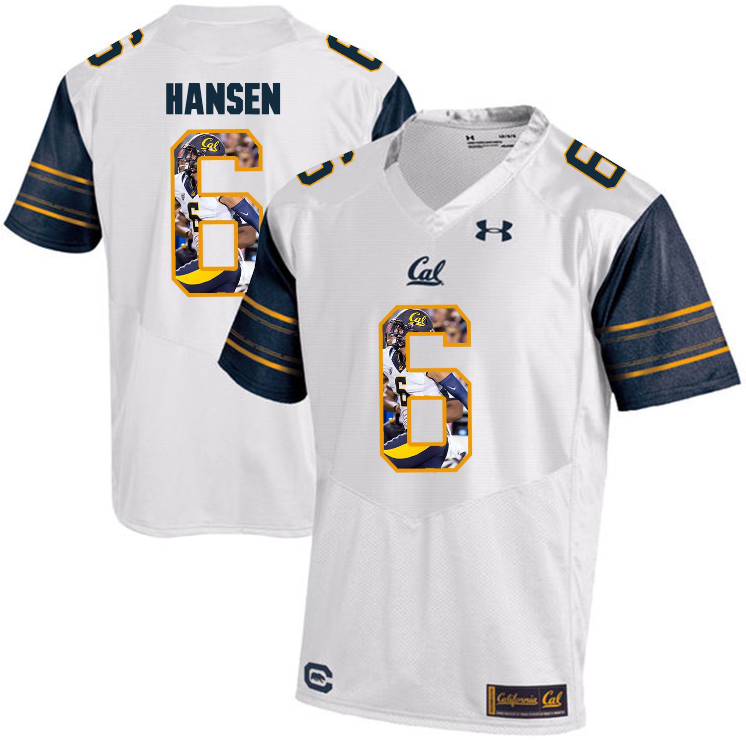 Men California Golden Bears #6 Chad Hansen White Customized NCAA Jerseys->customized ncaa jersey->Custom Jersey